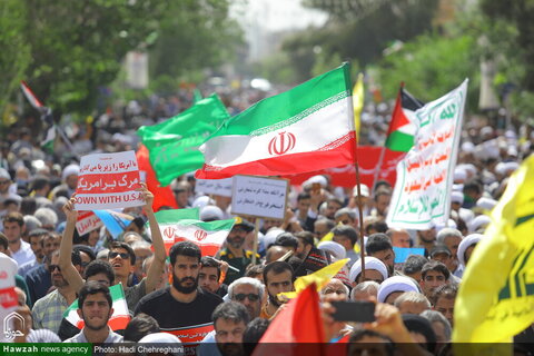 مظاهرات حاشدة في مدينة قم تنديداً بجرائم كيان الاحتلال ودعماً لغزة