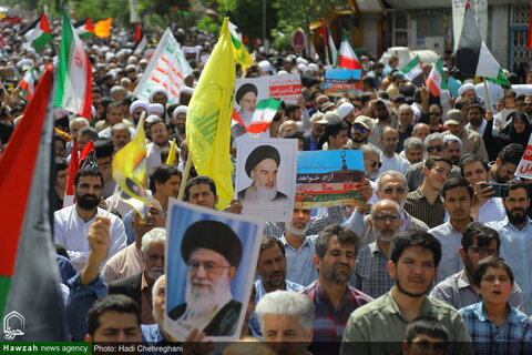 مظاهرات حاشدة في مدينة قم تنديداً بجرائم كيان الاحتلال ودعماً لغزة