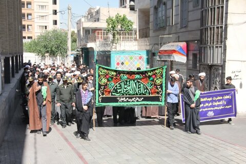 حوزه/ برگزاری مراسم دسته عزاداری به مناسبت سالروز وفات حضرت عبدالعظیم الحسنی ( ع ) توسط طلاب و روحانیون