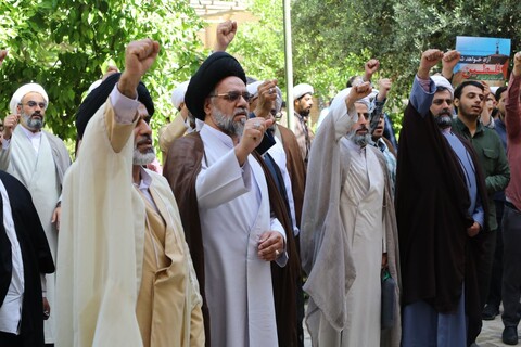 تجمع حوزویان یزد در پی جنایات رژيم صهيونيستی