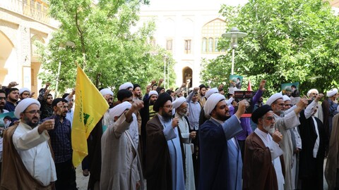 تجمع حوزویان یزد در پی جنایات رژيم صهيونيستی