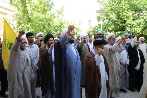 تجمع حوزویان یزد در پی جنایات رژيم صهيونيستی