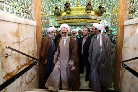 تصاویر/استقبال و زیارت آیت الله اعرافی از حرم مطهر شاه عبدالعظیم حسنی