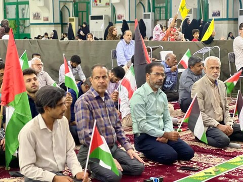 تصاویر/ استغاثه مردم بندرعباس به امام زمان(عج)؛ اجتماع حمایت از غزه