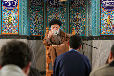 تصاویر/برگزاری درس اخلاق آیت الله موسوی اصفهانی در مدرسه علمیه زنگنه همدان