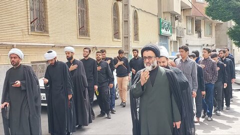 تصاویر دسته عزاداری مدرسه علمیه امام جعفر صادق(ع) شهریار در عزای صادق آل محمد(ص)