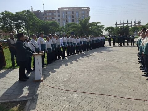 تصاویر/ اهتزاز پرچم رضوی در میدان جهاد کاشان
