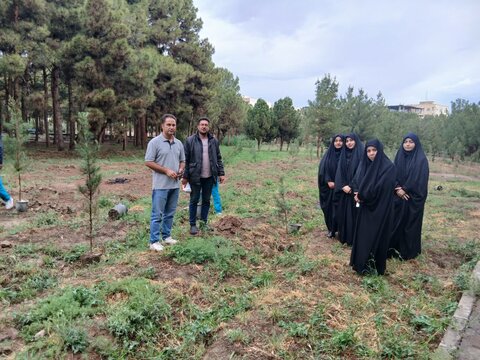 تصاویر/پویش درختکاری به مناسبت دهه کرامت در مدرسه علمیه الهیه ساوه