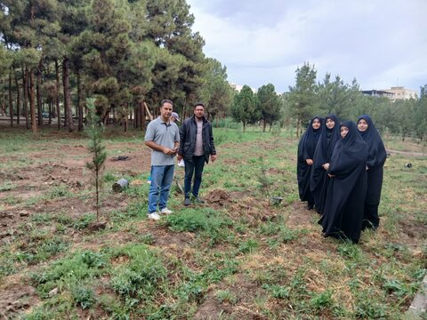 تصاویر/پویش درختکاری به مناسبت دهه کرامت در مدرسه علمیه الهیه ساوه