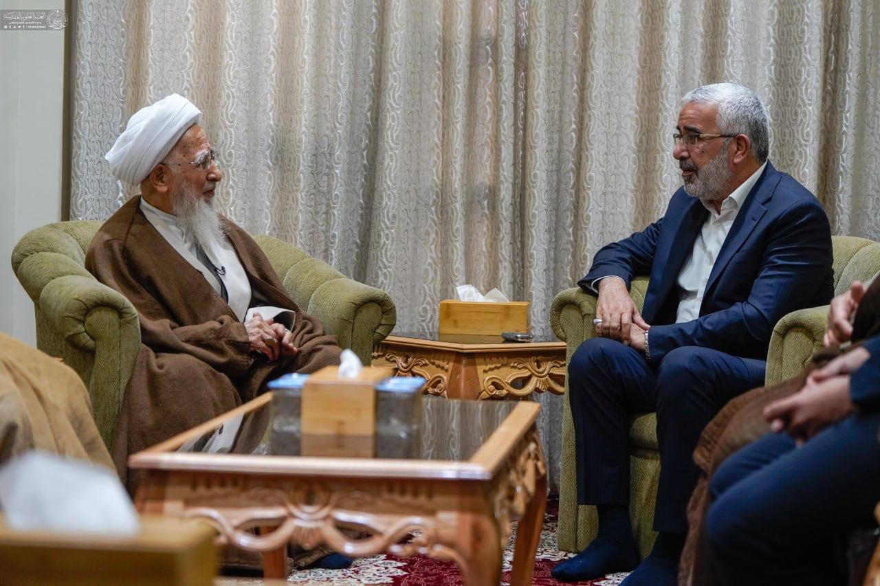 بالصور/ الأمين العام للعتبة العلوية المقدسة يلتقي المرجع الديني سماحة الشيخ جوادي الآملي