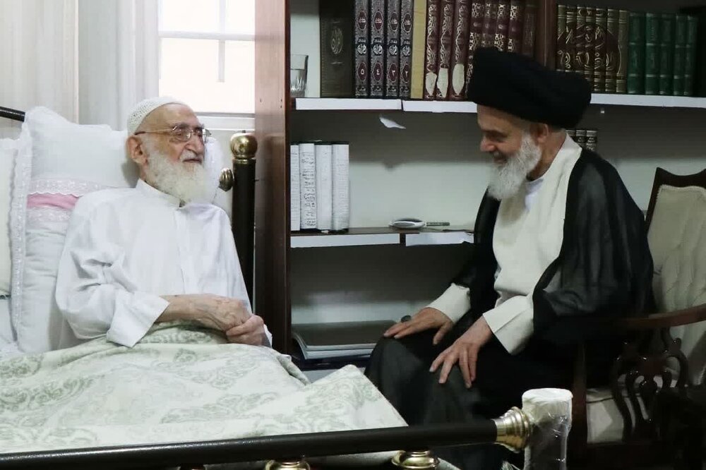 عیادت آیت‌الله حسینی بوشهری از آیت‌الله العظمی نوری‌همدانی + عکس