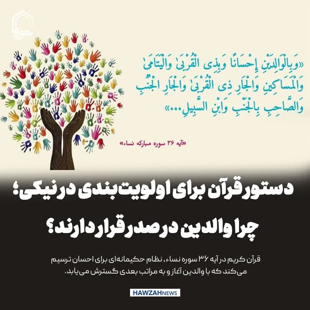 عکس نوشت| دستور قرآن برای اولویت‌بندی در نیکی؛ چرا والدین در صدر قرار دارند؟