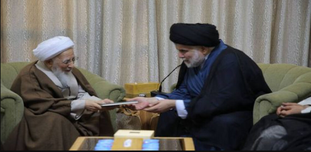 الصدر يزور العلامة الإيراني عبد الله جوادي الآملي في مقر إقامته في النجف