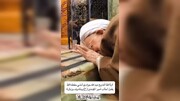 بالفيديو/ آية اللّٰه العظمى جوادي الآملي يقبل عتبة أمير المؤمنين (ع) ويتشرف بزيارته