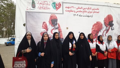 تصاویر/حضور اعضای کانون هلال احمر مدارس علمیه شهرستان ساوه در