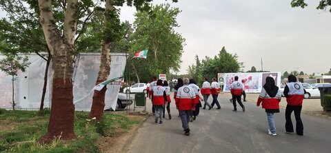 تصاویر/حضور اعضای کانون هلال احمر مدارس علمیه شهرستان ساوه در