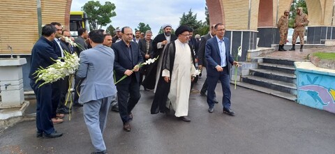 تصاویر/ مراسم گرامیداشت سالگرد شهادت شهدای خدمت در گلشن زهرا مراغه