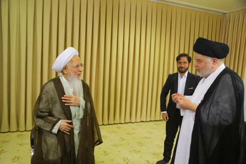 تصاویر / دیدار نماینده تام الاختیار آیت الله العظمی سیستانی در ایران با آیت الله العظمی جوادی آملی