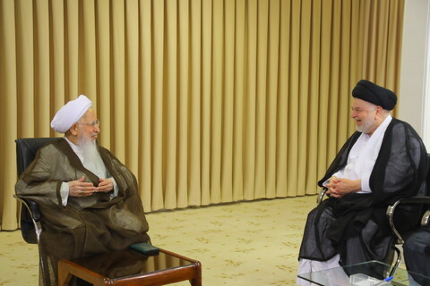 تصاویر / دیدار نماینده تام الاختیار آیت الله العظمی سیستانی در ایران با آیت الله العظمی جوادی آملی