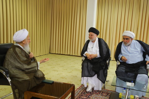 تصاویر / دیدار نماینده تام الاختیار آیت الله العظمی سیستانی در ایران با آیت الله العظمی جوادی آملی