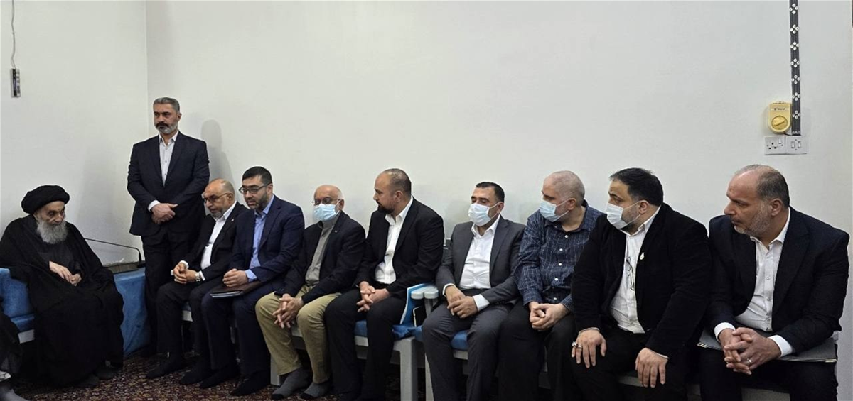 المرجع الديني الكبير السيد علي السيستاني يستقبل اعضاء المؤتمر الدولي بمؤسسة العين