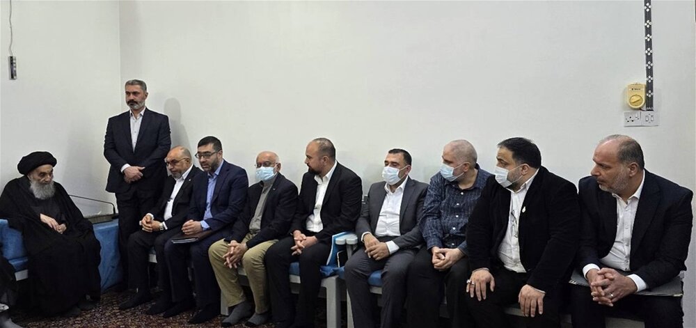 المرجع الديني الكبير السيد علي السيستاني يستقبل اعضاء المؤتمر الدولي بمؤسسة العين