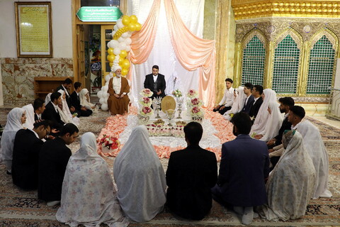 تصاویر/ جشن ازدواج ۳۲۵ زوج جوان در حرم حضرت فاطمه معصومه (س)