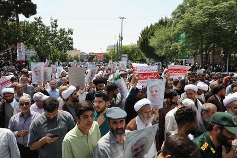 تصاویر/ راهپیمایی اعلام انزجار از رژیم کودک‌کش صهیونیستی از مصلای قدس به سمت حرم حضرت معصومه(س)