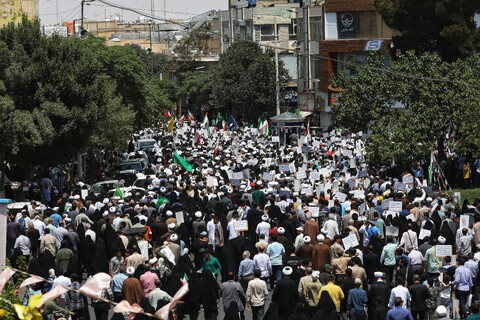 تصاویر/ راهپیمایی اعلام انزجار از رژیم کودک‌کش صهیونیستی از مصلای قدس به سمت حرم حضرت معصومه(س)
