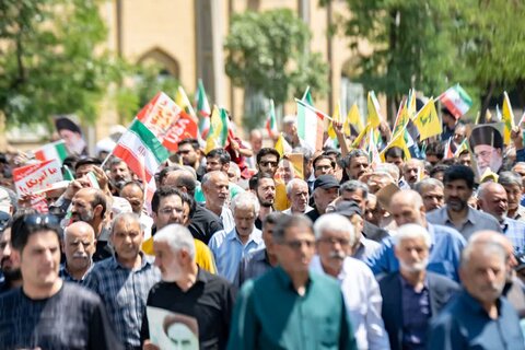 تصاویر/خروش ضد صهیونیستی مردم اراک علیه جنایات ددمنشانه رژیم صهیونی