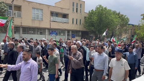 تصاویر/  راهپیمایی و حضور دشمن‌شکن، باشکوه و فریادهای انتقام جویانه و اعلام انزجار نمازگزاران جمعه هادیشهر