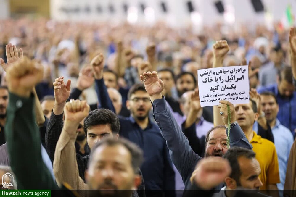 فریاد انزجار نمازگزاران نماز جمعه تبریز از جنایت رژیم صهیونسیتی