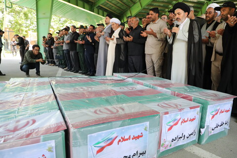 تصاویر/ آئین تشییع شهدای پدافند هوایی لشکر ۳ حمزه (ع) در تجاوز رژیم صهیونیستی به ارومیه