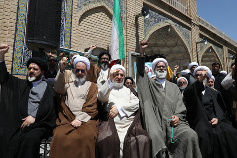 تصاویر/  اجتماع حوزویان در محکومیت جنایات رژیم کودک‌کش صهیونیستی