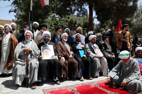 تصاویر/  اجتماع حوزویان در محکومیت جنایات رژیم کودک‌کش صهیونیستی