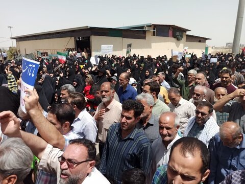 تصاویر/فریاد انزجار مردم انقلابی و شهید پرورشان علیه رژیم صهیونی