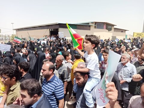 تصاویر/فریاد انزجار مردم انقلابی و شهید پرورشان علیه رژیم صهیونی