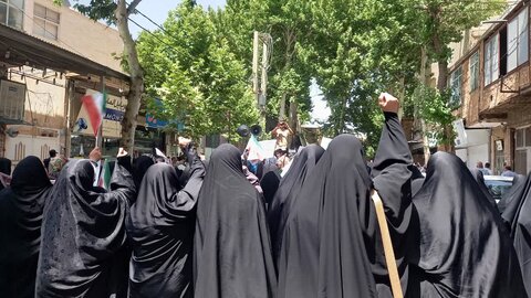 تصاویر/حضور طلاب مدرسه علمیه فاطمیه محلات در راهپیمایی علیه رژیم منحوس صهیونیستی