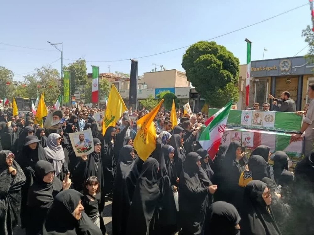 فیلم | بدرقه شهدای تجاوز اسرائیل جنایتکار  در قزوین