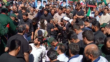 فیلم| مراسم تشییع پیکر شهید ولایت در شهر توپ آغاج بیجار