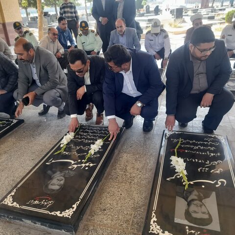 تصاویر / تجدید میثاق مسئولین قضایی شهرستان تاکستان با شهیدان