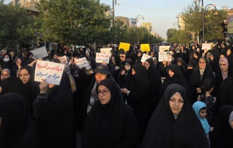 تصاویر/حضور اساتید،کادر و طلاب مدرسه علمیه فاطمه الزهرا (س)ساوه در محکومیت تجاوز آمریکا به زیر ساخت هسته‌ای کشور