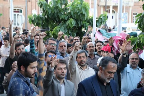 تصاویر/ تجمع اعتراضی مردمی ، دانشجویی ، در اعتراض به جنایات رژیم صهیونیستی در ارومیه