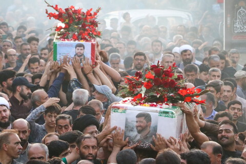 تصاویر / مراسم تشییع پیکر دو شهید تجاوز رژیم صهیونیستی در درچه اصفهان