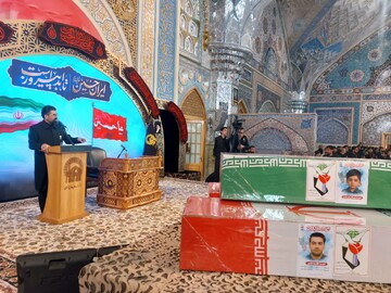 وداع عاشورایی با چهار شهید جنایت صهیونی در حرم مطهر رضوی+تصاویر