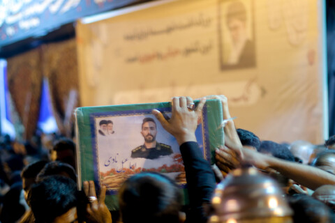 تصاویر| وداع با پیکر شهدای اقتدار ملی در کهف شهدای بیرجند