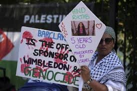 Pro-Palestine Activists Protest Outside Wimbledon Over Barclays Sponsorship