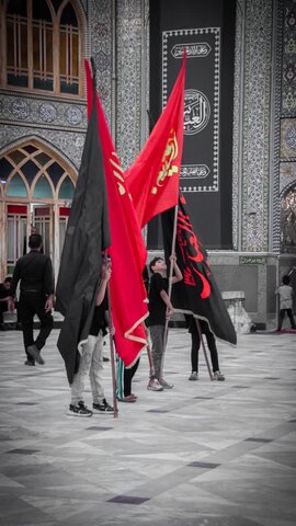 تصاویر/سوگواره شب هشتم عزاداری هیئات مذهبی آران وبیدگل در حرم مطهر پیام‌آور واقعه عاشورا به ایران