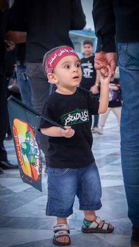 تصاویر/سوگواره شب هشتم عزاداری هیئات مذهبی آران وبیدگل در حرم مطهر پیام‌آور واقعه عاشورا به ایران