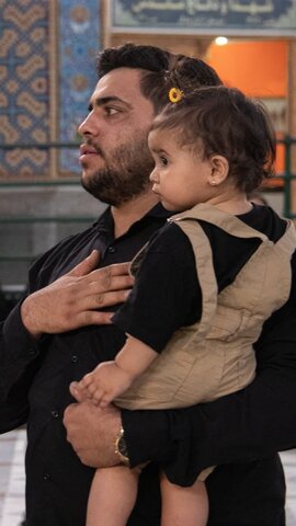 تصاویر/سوگواره شب هشتم عزاداری هیئات مذهبی آران وبیدگل در حرم مطهر پیام‌آور واقعه عاشورا به ایران